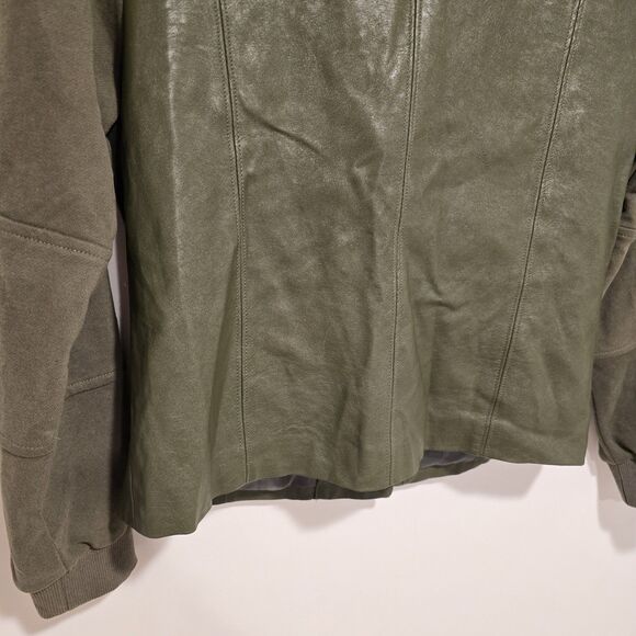 Promesa FAUX LEATHER Moto JACKET Medium Womens Green Biker Grunge Lightweight - Picture 11 of 11